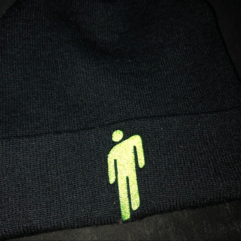 Black and Green Billie Eilish beanie